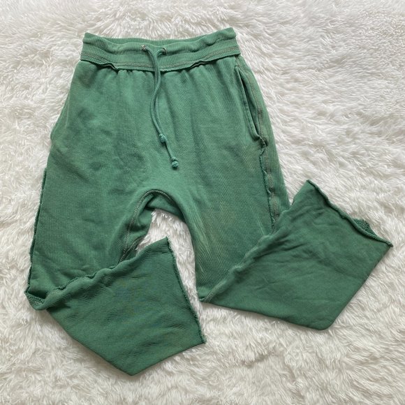Free People Pants - Free People Movement Raw Edge Cut Off Slouch Sweatpants in Acid Green